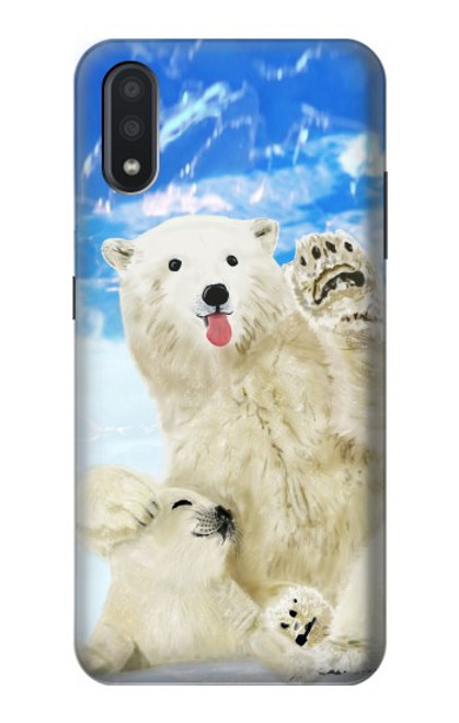 W3794 Arctic Polar Bear in Love with Seal Paint Funda Carcasa Case y Caso Del Tirón Funda para Samsung Galaxy A01