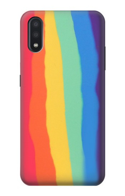 W3799 Cute Vertical Watercolor Rainbow Funda Carcasa Case y Caso Del Tirón Funda para Samsung Galaxy A01
