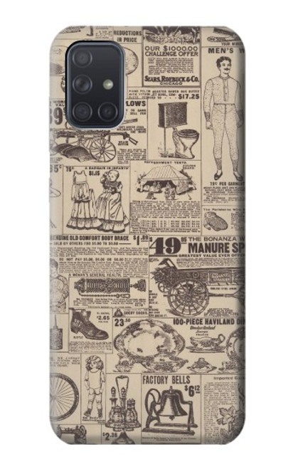 W3819 Retro Vintage Paper Funda Carcasa Case y Caso Del Tirón Funda para Samsung Galaxy A71