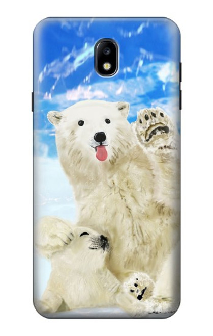 W3794 Arctic Polar Bear in Love with Seal Paint Funda Carcasa Case y Caso Del Tirón Funda para Samsung Galaxy J7 (2018), J7 Aero, J7 Top, J7 Aura, J7 Crown, J7 Refine, J7 Eon, J7 V 2nd Gen, J7 Star