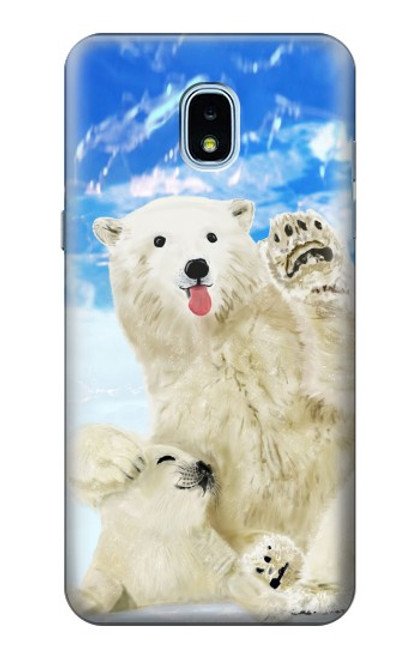 W3794 Arctic Polar Bear in Love with Seal Paint Funda Carcasa Case y Caso Del Tirón Funda para Samsung Galaxy J3 (2018), J3 Star, J3 V 3rd Gen, J3 Orbit, J3 Achieve, Express Prime 3, Amp Prime 3