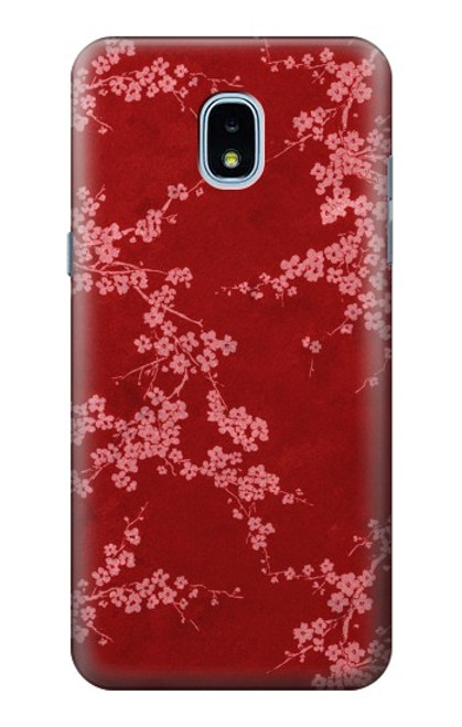 W3817 Red Floral Cherry blossom Pattern Funda Carcasa Case y Caso Del Tirón Funda para Samsung Galaxy J3 (2018), J3 Star, J3 V 3rd Gen, J3 Orbit, J3 Achieve, Express Prime 3, Amp Prime 3