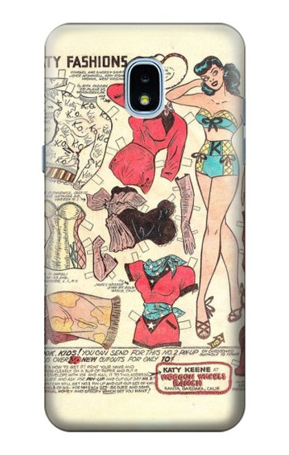 W3820 Vintage Cowgirl Fashion Paper Doll Funda Carcasa Case y Caso Del Tirón Funda para Samsung Galaxy J3 (2018), J3 Star, J3 V 3rd Gen, J3 Orbit, J3 Achieve, Express Prime 3, Amp Prime 3