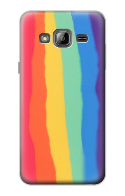W3799 Cute Vertical Watercolor Rainbow Funda Carcasa Case y Caso Del Tirón Funda para Samsung Galaxy J3 (2016)