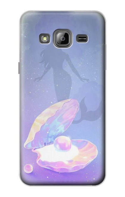 W3823 Beauty Pearl Mermaid Funda Carcasa Case y Caso Del Tirón Funda para Samsung Galaxy J3 (2016)