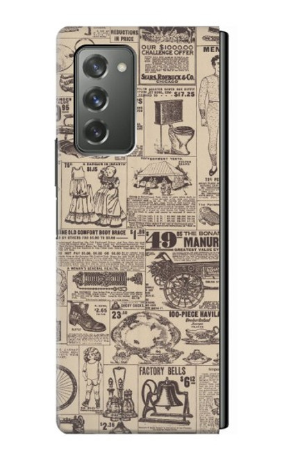 W3819 Retro Vintage Paper Funda Carcasa Case y Caso Del Tirón Funda para Samsung Galaxy Z Fold2 5G