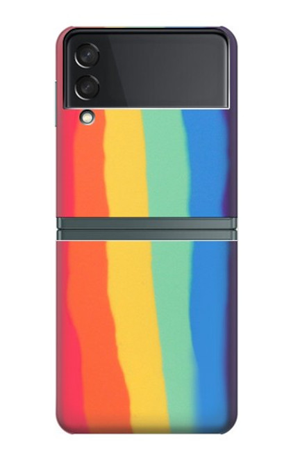 W3799 Cute Vertical Watercolor Rainbow Funda Carcasa Case y Caso Del Tirón Funda para Samsung Galaxy Z Flip 3 5G