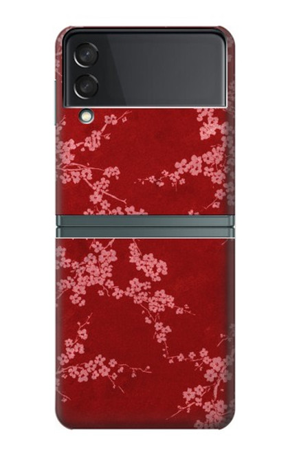 W3817 Red Floral Cherry blossom Pattern Funda Carcasa Case y Caso Del Tirón Funda para Samsung Galaxy Z Flip 3 5G