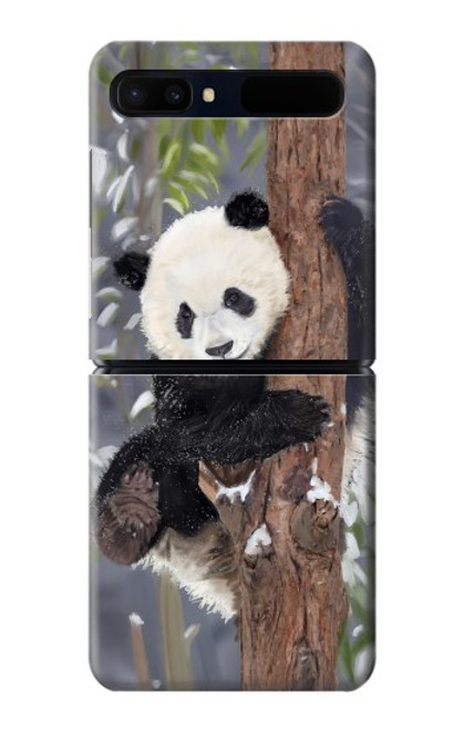 W3793 Cute Baby Panda Snow Painting Funda Carcasa Case y Caso Del Tirón Funda para Samsung Galaxy Z Flip 5G