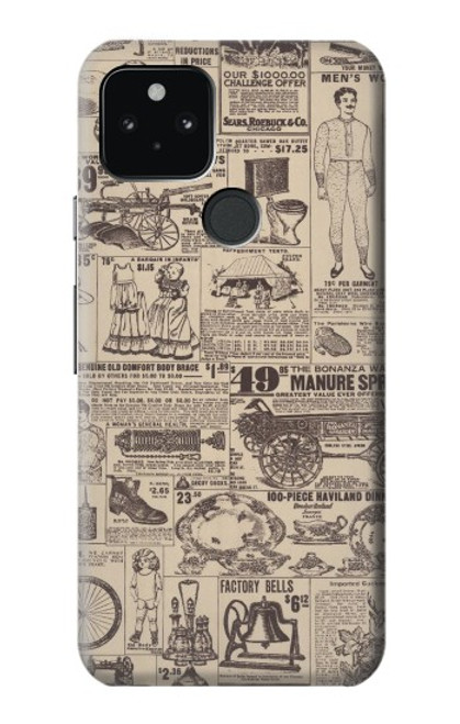 W3819 Retro Vintage Paper Funda Carcasa Case y Caso Del Tirón Funda para Google Pixel 5