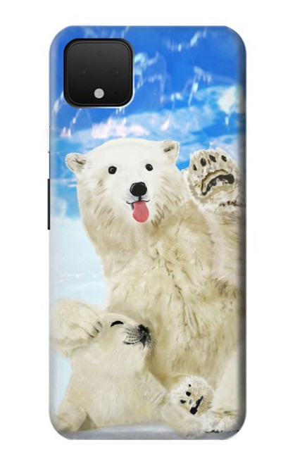 W3794 Arctic Polar Bear in Love with Seal Paint Funda Carcasa Case y Caso Del Tirón Funda para Google Pixel 4 XL