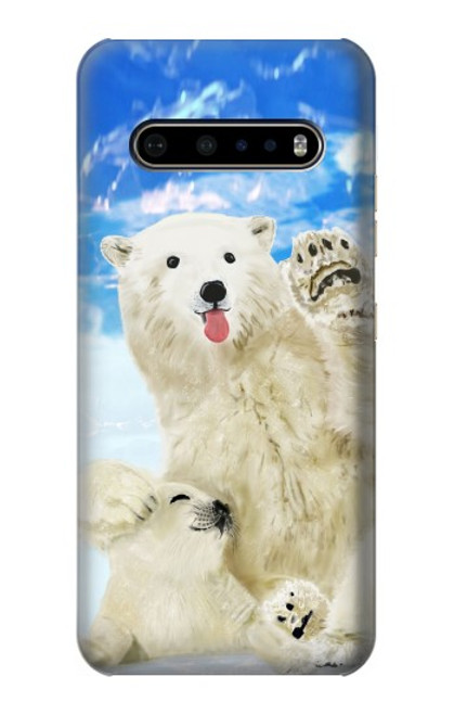 W3794 Arctic Polar Bear in Love with Seal Paint Funda Carcasa Case y Caso Del Tirón Funda para LG V60 ThinQ 5G