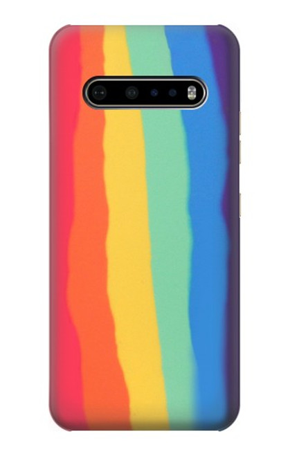 W3799 Cute Vertical Watercolor Rainbow Funda Carcasa Case y Caso Del Tirón Funda para LG V60 ThinQ 5G