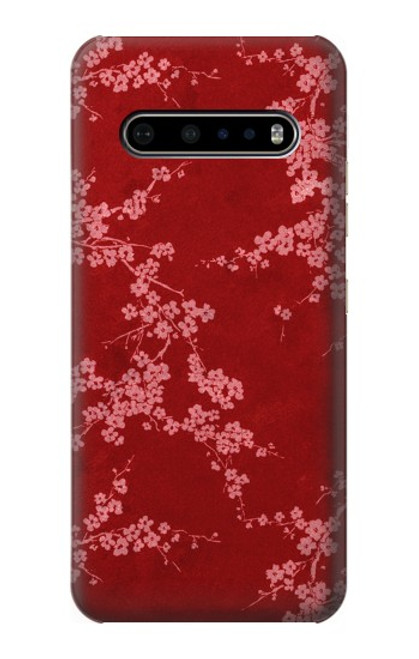 W3817 Red Floral Cherry blossom Pattern Funda Carcasa Case y Caso Del Tirón Funda para LG V60 ThinQ 5G