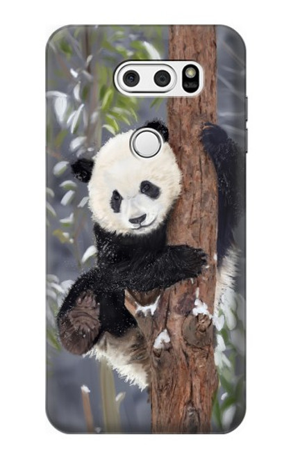 W3793 Cute Baby Panda Snow Painting Funda Carcasa Case y Caso Del Tirón Funda para LG V30, LG V30 Plus, LG V30S ThinQ, LG V35, LG V35 ThinQ