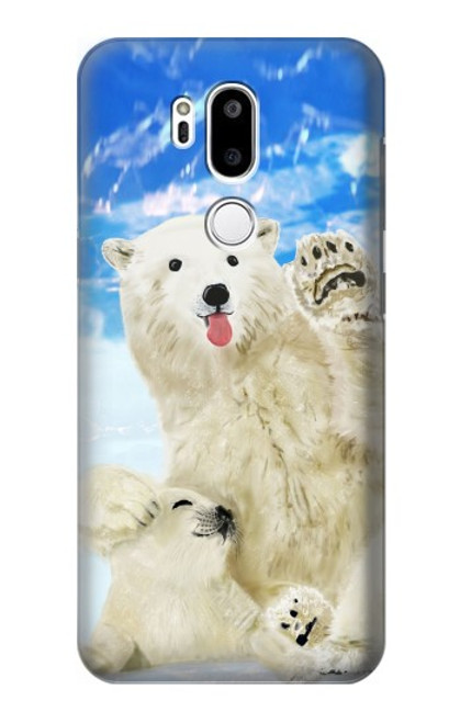 W3794 Arctic Polar Bear in Love with Seal Paint Funda Carcasa Case y Caso Del Tirón Funda para LG G7 ThinQ