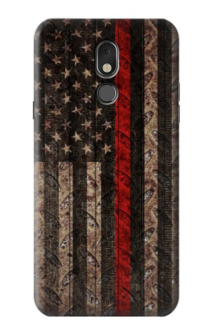 W3804 Fire Fighter Metal Red Line Flag Graphic Funda Carcasa Case y Caso Del Tirón Funda para LG Stylo 5