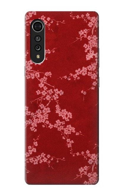 W3817 Red Floral Cherry blossom Pattern Funda Carcasa Case y Caso Del Tirón Funda para LG Velvet