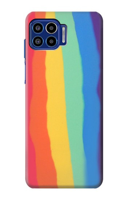 W3799 Cute Vertical Watercolor Rainbow Funda Carcasa Case y Caso Del Tirón Funda para Motorola One 5G