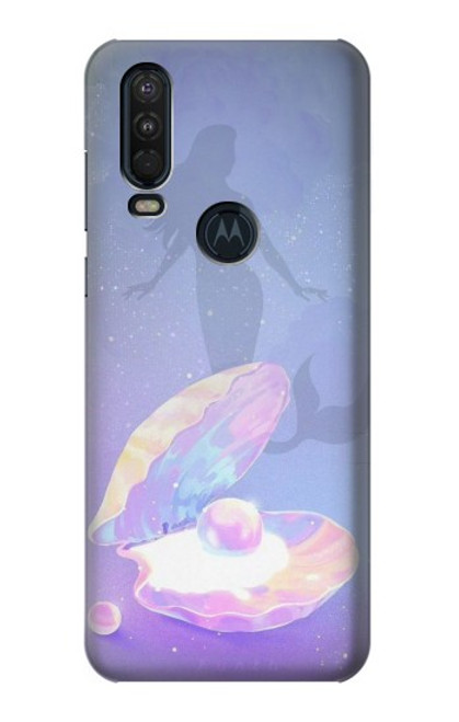 W3823 Beauty Pearl Mermaid Funda Carcasa Case y Caso Del Tirón Funda para Motorola One Action (Moto P40 Power)