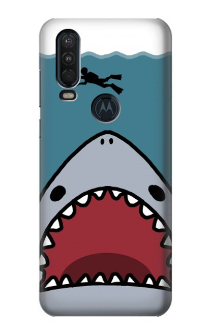 W3825 Cartoon Shark Sea Diving Funda Carcasa Case y Caso Del Tirón Funda para Motorola One Action (Moto P40 Power)