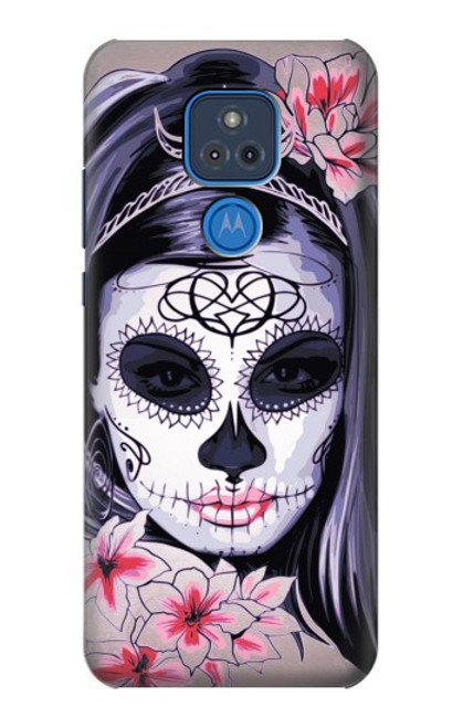 W3821 Sugar Skull Steam Punk Girl Gothic Funda Carcasa Case y Caso Del Tirón Funda para Motorola Moto G Play (2021)