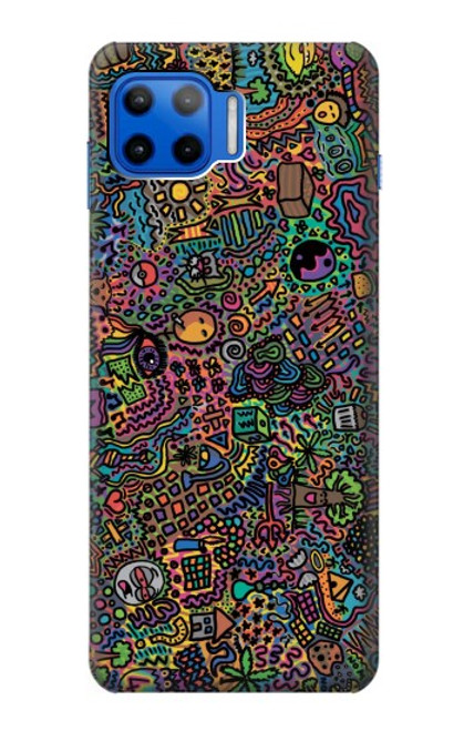 W3815 Psychedelic Art Funda Carcasa Case y Caso Del Tirón Funda para Motorola Moto G 5G Plus