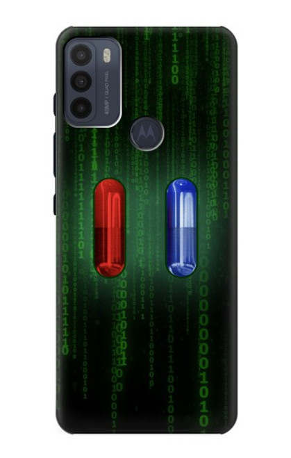 W3816 Red Pill Blue Pill Capsule Funda Carcasa Case y Caso Del Tirón Funda para Motorola Moto G50