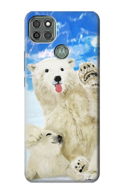W3794 Arctic Polar Bear in Love with Seal Paint Funda Carcasa Case y Caso Del Tirón Funda para Motorola Moto G9 Power