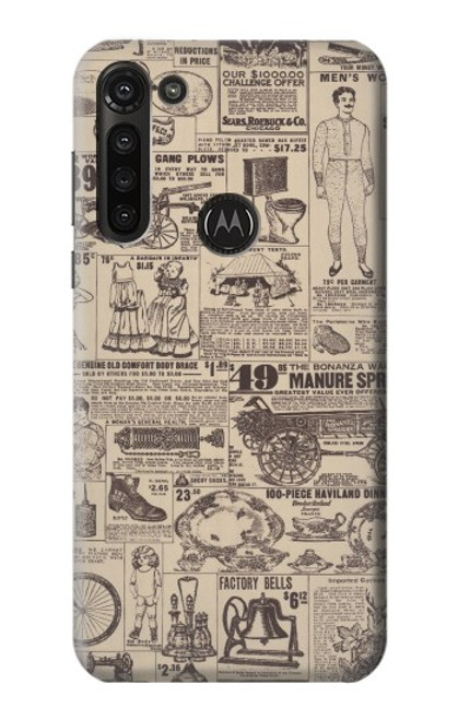 W3819 Retro Vintage Paper Funda Carcasa Case y Caso Del Tirón Funda para Motorola Moto G8 Power