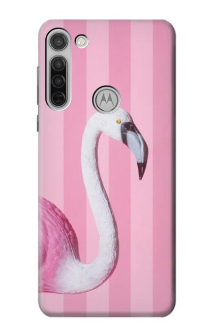 W3805 Flamingo Pink Pastel Funda Carcasa Case y Caso Del Tirón Funda para Motorola Moto G8