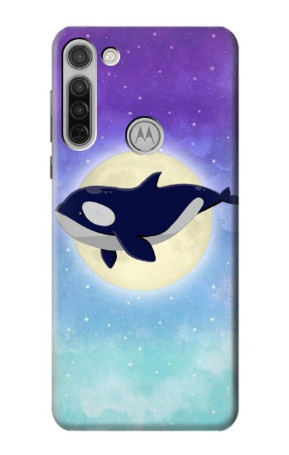 W3807 Killer Whale Orca Moon Pastel Fantasy Funda Carcasa Case y Caso Del Tirón Funda para Motorola Moto G8