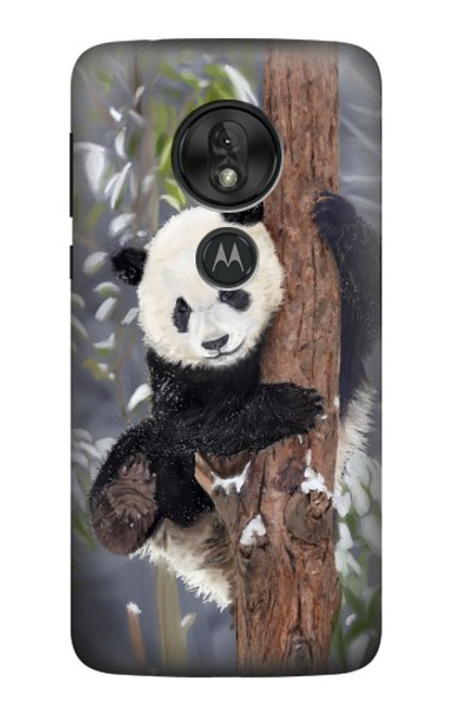 W3793 Cute Baby Panda Snow Painting Funda Carcasa Case y Caso Del Tirón Funda para Motorola Moto G7 Power