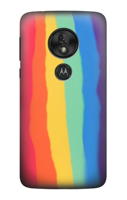 W3799 Cute Vertical Watercolor Rainbow Funda Carcasa Case y Caso Del Tirón Funda para Motorola Moto G7 Power