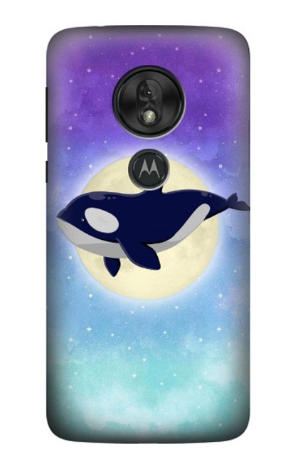 W3807 Killer Whale Orca Moon Pastel Fantasy Funda Carcasa Case y Caso Del Tirón Funda para Motorola Moto G7 Power