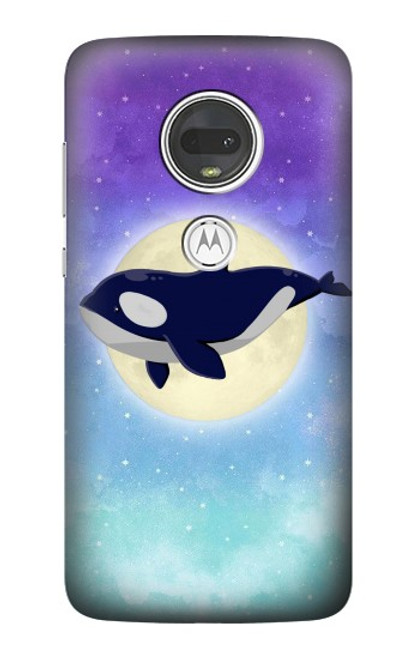 W3807 Killer Whale Orca Moon Pastel Fantasy Funda Carcasa Case y Caso Del Tirón Funda para Motorola Moto G7, Moto G7 Plus