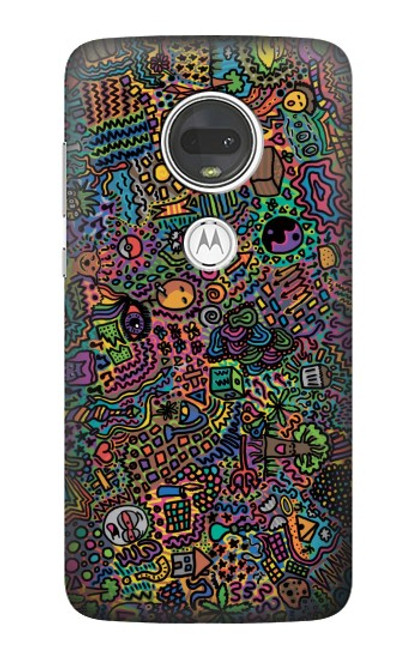 W3815 Psychedelic Art Funda Carcasa Case y Caso Del Tirón Funda para Motorola Moto G7, Moto G7 Plus