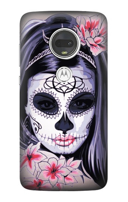 W3821 Sugar Skull Steam Punk Girl Gothic Funda Carcasa Case y Caso Del Tirón Funda para Motorola Moto G7, Moto G7 Plus