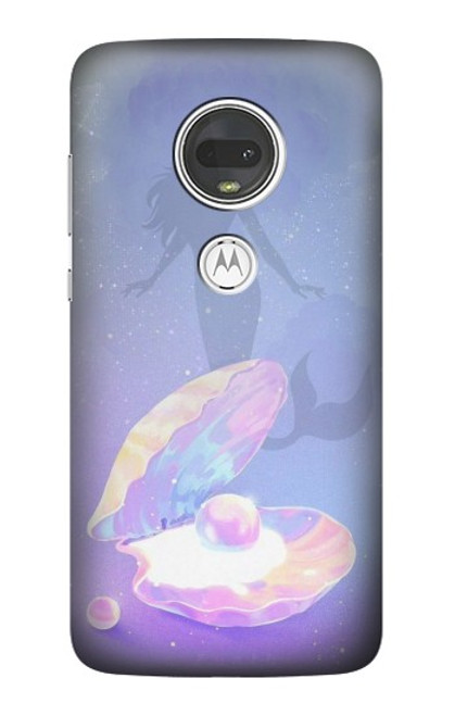 W3823 Beauty Pearl Mermaid Funda Carcasa Case y Caso Del Tirón Funda para Motorola Moto G7, Moto G7 Plus