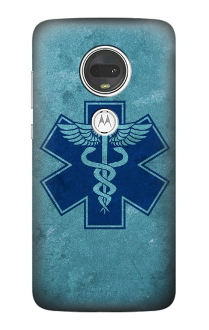 W3824 Caduceus Medical Symbol Funda Carcasa Case y Caso Del Tirón Funda para Motorola Moto G7, Moto G7 Plus