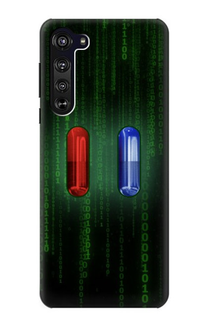 W3816 Red Pill Blue Pill Capsule Funda Carcasa Case y Caso Del Tirón Funda para Motorola Edge