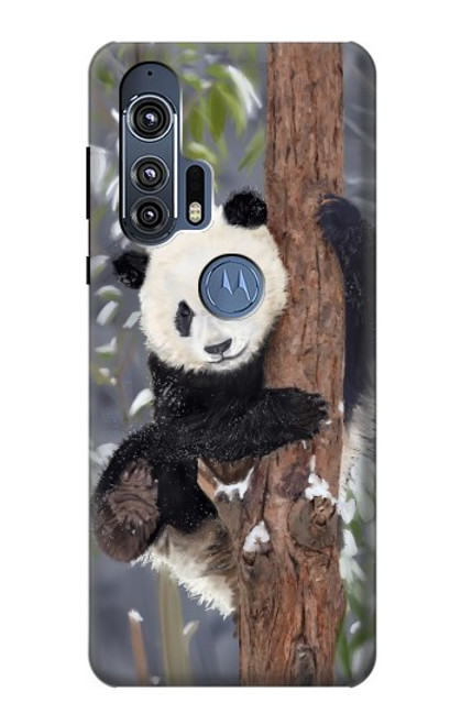 W3793 Cute Baby Panda Snow Painting Funda Carcasa Case y Caso Del Tirón Funda para Motorola Edge+