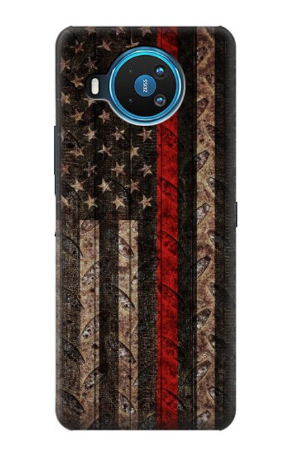 W3804 Fire Fighter Metal Red Line Flag Graphic Funda Carcasa Case y Caso Del Tirón Funda para Nokia 8.3 5G