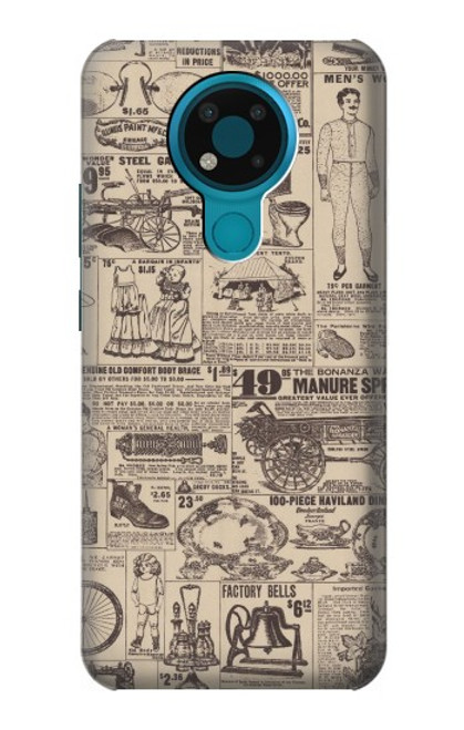 W3819 Retro Vintage Paper Funda Carcasa Case y Caso Del Tirón Funda para Nokia 3.4