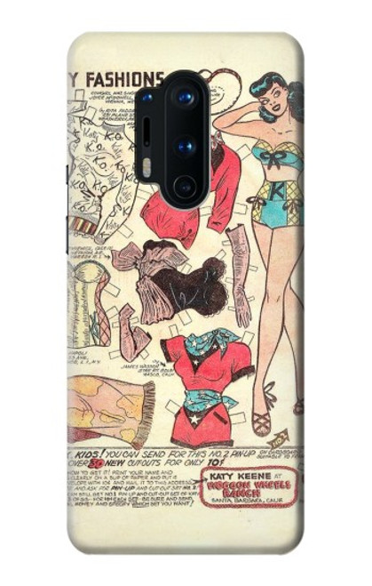 W3820 Vintage Cowgirl Fashion Paper Doll Funda Carcasa Case y Caso Del Tirón Funda para OnePlus 8 Pro