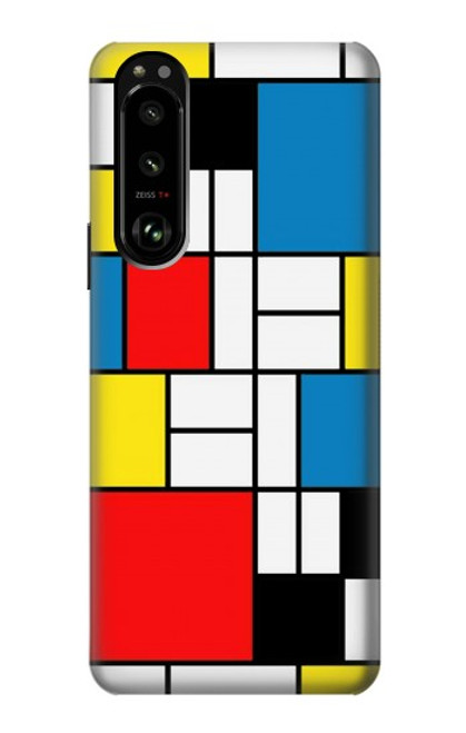 W3814 Piet Mondrian Line Art Composition Funda Carcasa Case y Caso Del Tirón Funda para Sony Xperia 5 III