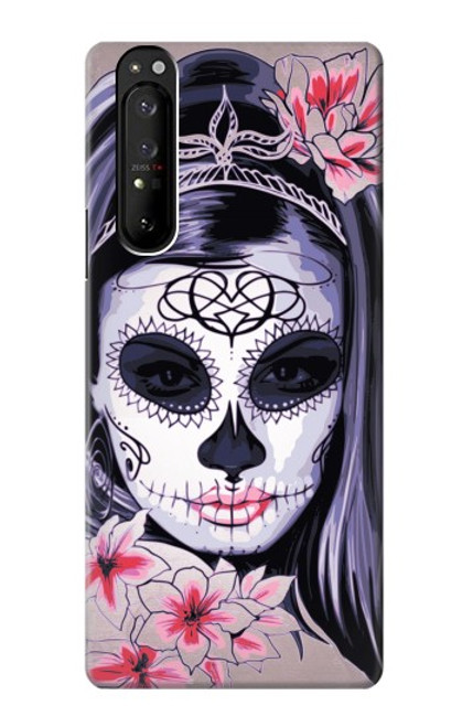 W3821 Sugar Skull Steam Punk Girl Gothic Funda Carcasa Case y Caso Del Tirón Funda para Sony Xperia 1 III