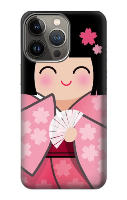 W3042 Japan Girl Hina Doll Kimono Sakura Funda Carcasa Case y Caso Del Tirón Funda para iPhone 13 Pro