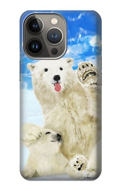 W3794 Arctic Polar Bear in Love with Seal Paint Funda Carcasa Case y Caso Del Tirón Funda para iPhone 13 Pro