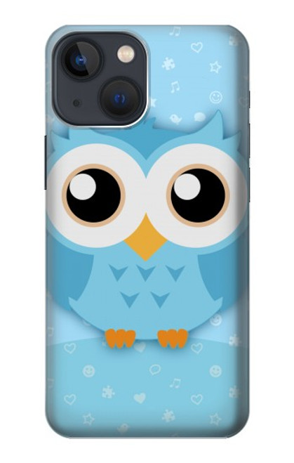 W3029 Cute Blue Owl Funda Carcasa Case y Caso Del Tirón Funda para iPhone 13 mini